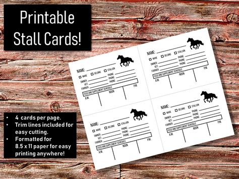 horse stall cards printable